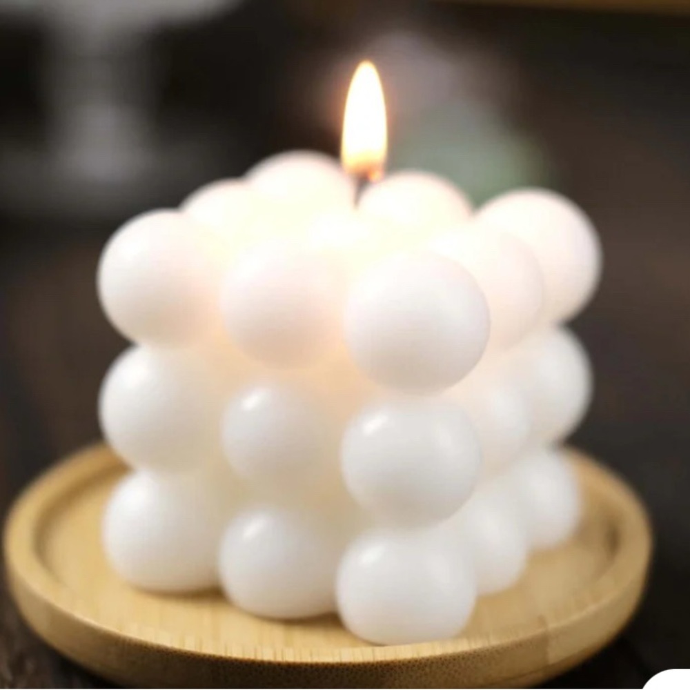 White Bubble Cube Candle